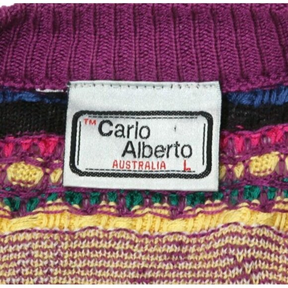 Vtg 90s CARLO ALBERTO Australia Coogie Style Cotton Cardigan Sweater XL /539 - Picture 4 of 4